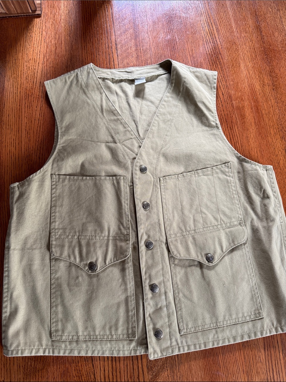 Filson Khaki Work Vest with Front Pocket Flaps